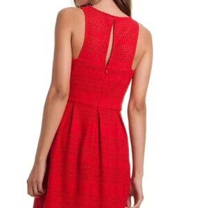 Red Fit Flare Textured Pleated Dress XS, 0, Trina Turk
